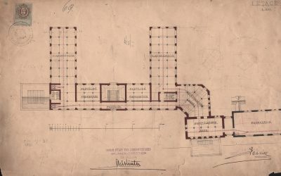 První nákres tovární budovy (Mořic Lobkowicz, Sáblík)
