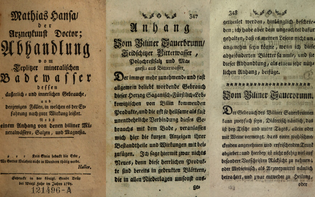 1784 Mathias Hansa, kniha o Bílinské kyselce
