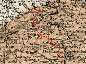 Trasa Duchcovsko - Pražské dráhy s odbočkou na Moldavu.